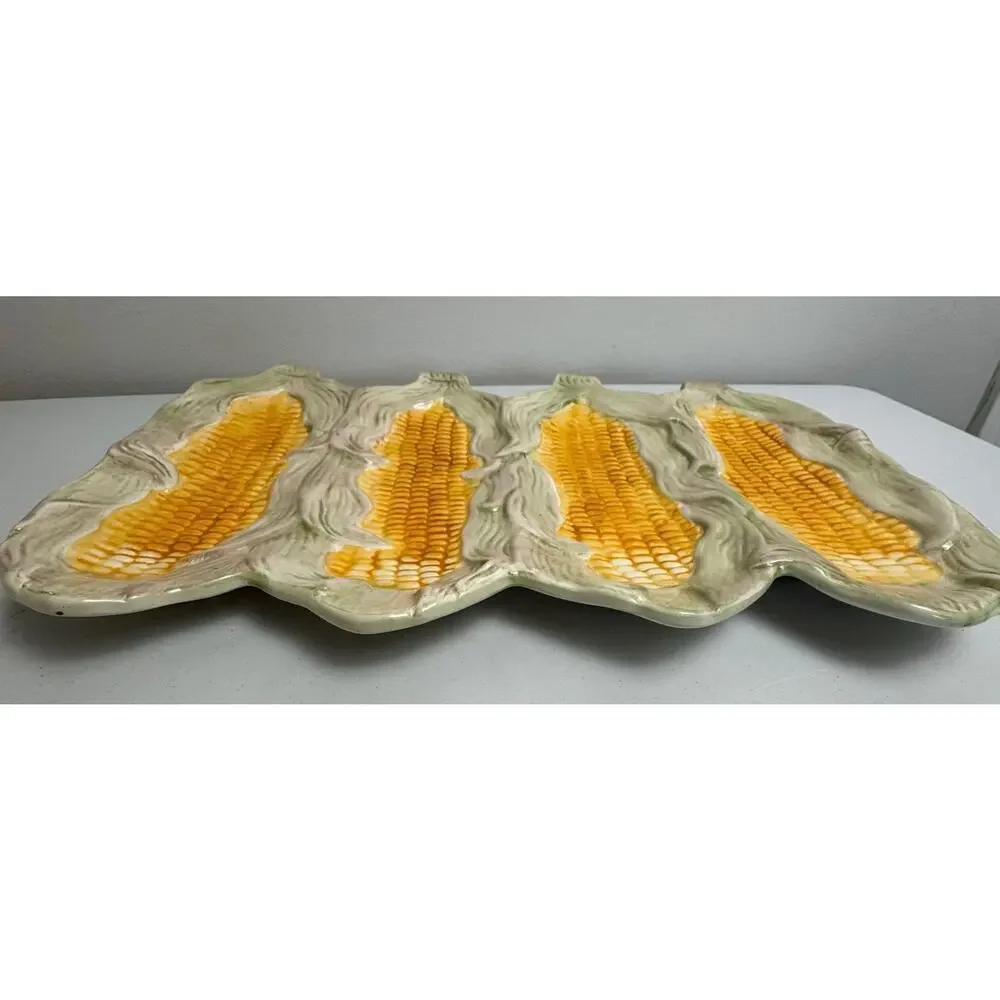 ND Exclusive Corn on the Cob Serving Platter Majolica MCM Farmhouse Summer VNTG